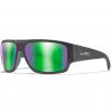 Wiley X WX Vallus Glasses - Polarized Emerald Mirror Lens / Matte Black Frame 1