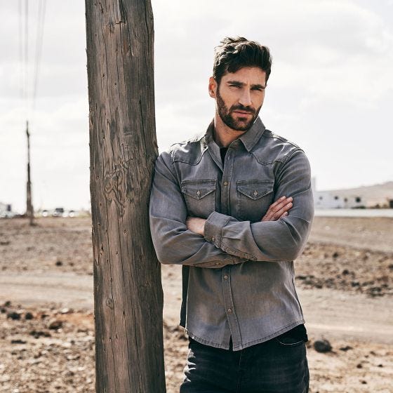 Brandit Riley Jeanshemd in Grey Denim