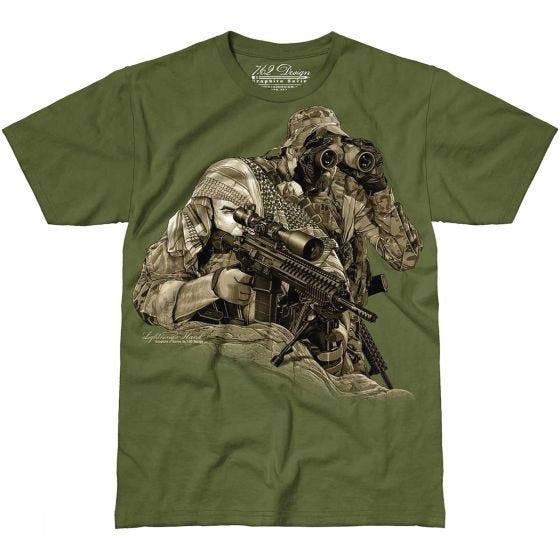 7.62 Design T-Shirt Lightning's Hand in Military Green