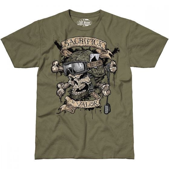 7.62 Design T-Shirt Sacrifice & Valor in Military Green