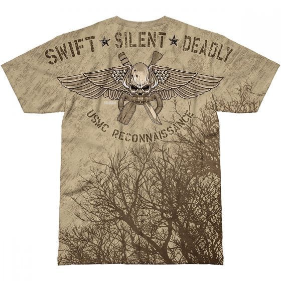 7.62 Design T-Shirt USMC Recon Swift Silent Deadly in Sand