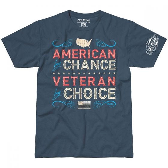 7.62 Design T-Shirt Veteran By Choice American in Indigo