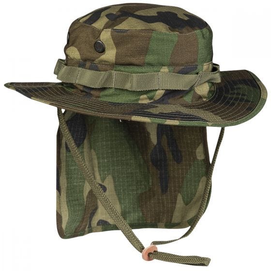 Teesar British Boonie Hat with Neck Flap Ripstop Woodland