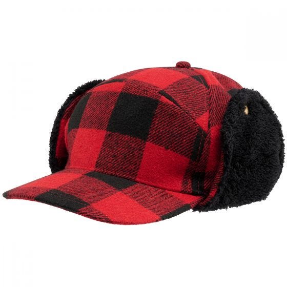 Brandit Berretto invernale Lumberjack - Rosso / A Scacchi Neri