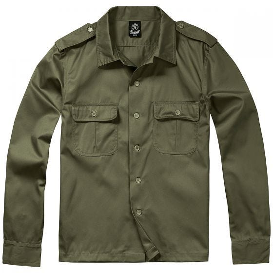 Brandit camicia US a maniche lunghe in verde oliva