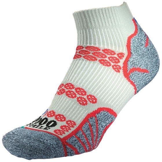 1000 Mile Calze Lite Anklet Repreve Double Layer - Grigio Argento/Rosso