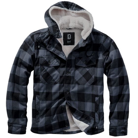 Brandit Giacca Lumber Hooded - Nero / Grigio