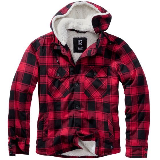 Brandit Giacca Lumber Hooded - Rosso / Nero