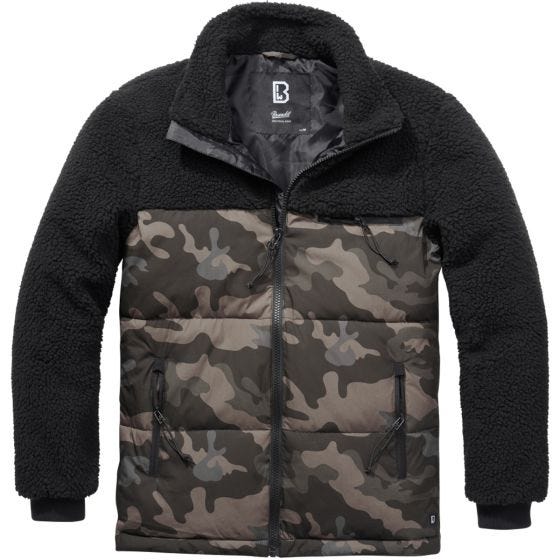Brandit Giacca Jackson Teddyfleece - Nero / Dark Camo