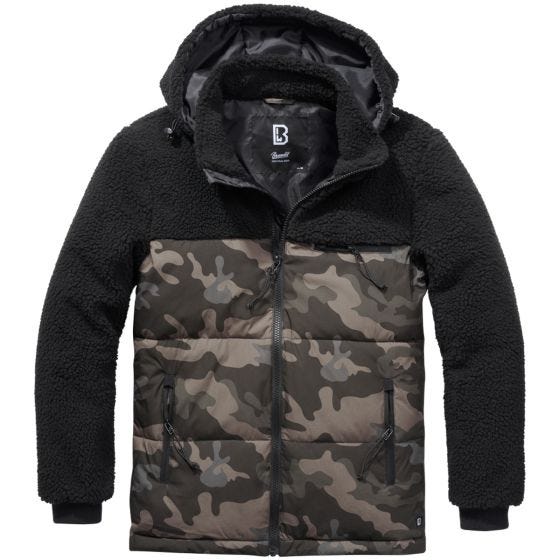 Brandit Giacca Jackson Teddyfleece - Nero / Dark Camo