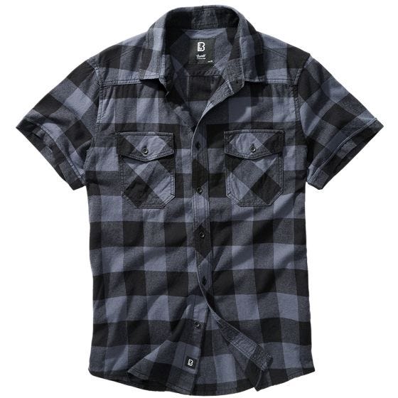 Brandit Camicia a maniche corte Half Sleeve Check - Nero / Grigio
