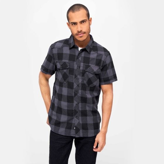 Brandit Camicia a maniche corte Half Sleeve Check - Nero / Grigio