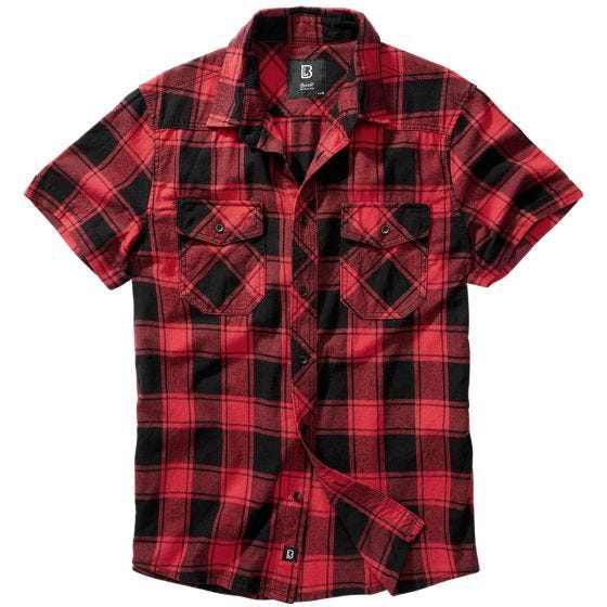 Brandit Camicia a maniche corte Half Sleeve Check - Rosso / Nero