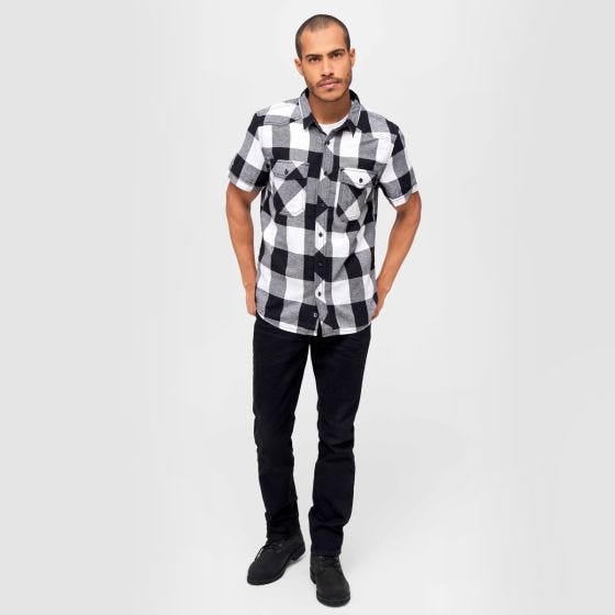 Brandit Camicia a maniche corte Half Sleeve Check - Bianco / Nero