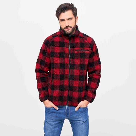 Brandit Giacca Teddyfleece - Rosso / Nero