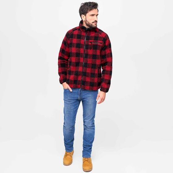 Brandit Giacca Teddyfleece - Rosso / Nero