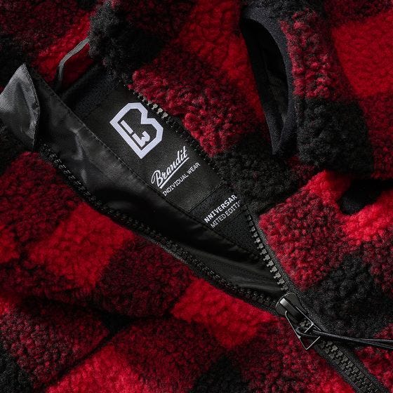 Brandit Giacca Teddyfleece - Rosso / Nero