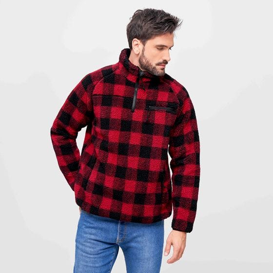 Brandit Giacca Teddyfleece Troyer - Rosso / Nero