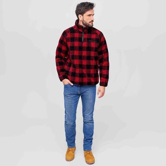 Brandit Giacca Teddyfleece Troyer - Rosso / Nero