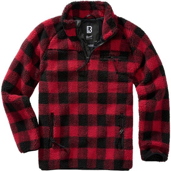 Brandit Giacca Teddyfleece Troyer - Rosso / Nero
