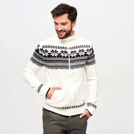 Brandit Maglione Cardigan Norweger - bianco