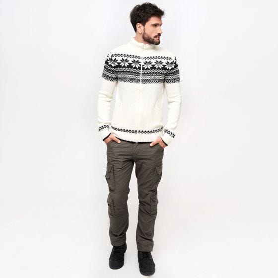 Brandit Maglione Cardigan Norweger - bianco