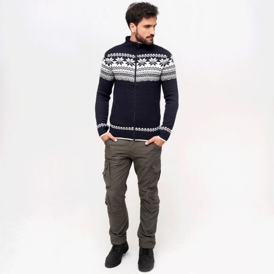 Brandit Maglione Cardigan Norweger - Navy