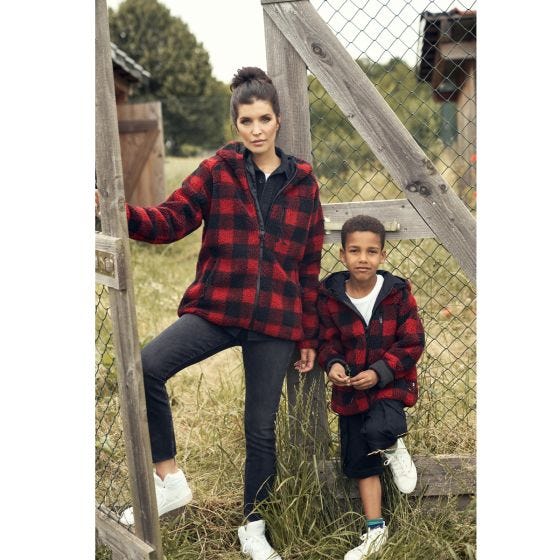 Brandit Le Signore Teddyfleece Giacca - Nero rosso