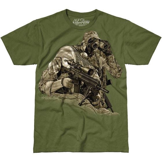7.62 Design T-Shirt Lightning's Hand in Military Green