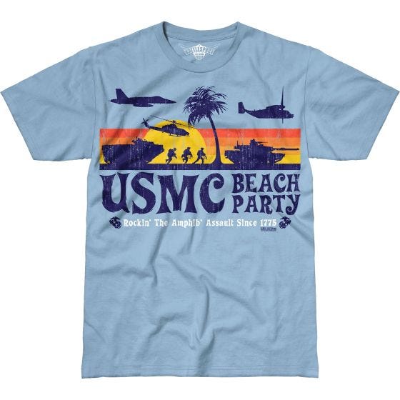 7.62 Design T-Shirt USMC Beach Party Battlespace in celeste