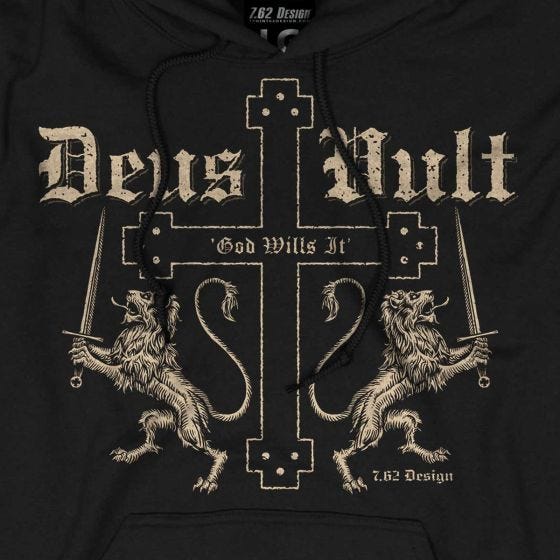 7.62 Design Deus Vult Felpa con Cappuccio Nera