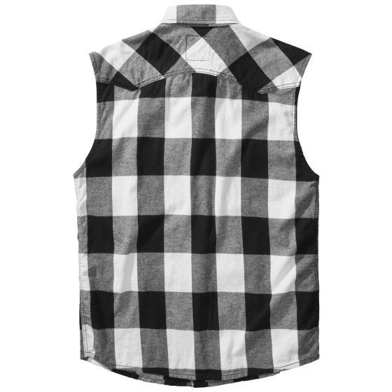 Brandit Camicia a quadri Sleeveless - Bianco / Nero