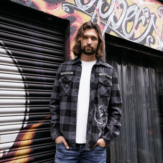 Brandit Camicia a quadri Motörhead - Nero / Grigio