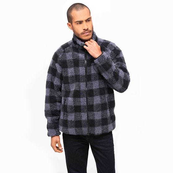 Brandit Giacca Teddyfleece - Nero / Grigio