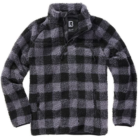 Brandit Giacca Teddyfleece Troyer - Nero / Grigio