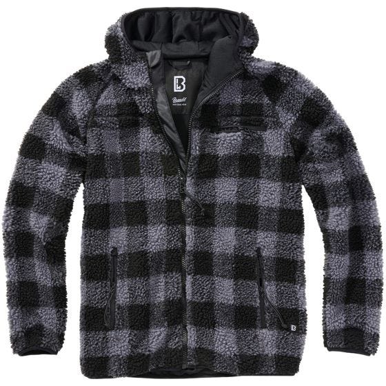 Brandit Giacca Teddyfleece Worker - Nero / Grigio