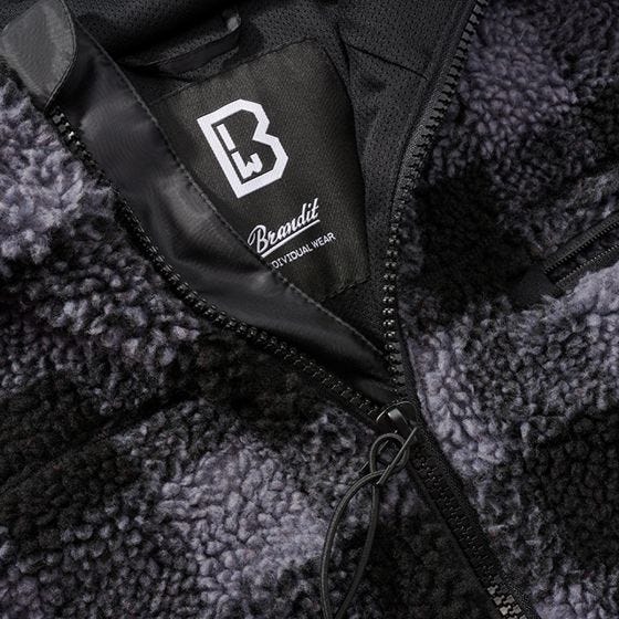 Brandit Giacca Teddyfleece Worker - Nero / Grigio