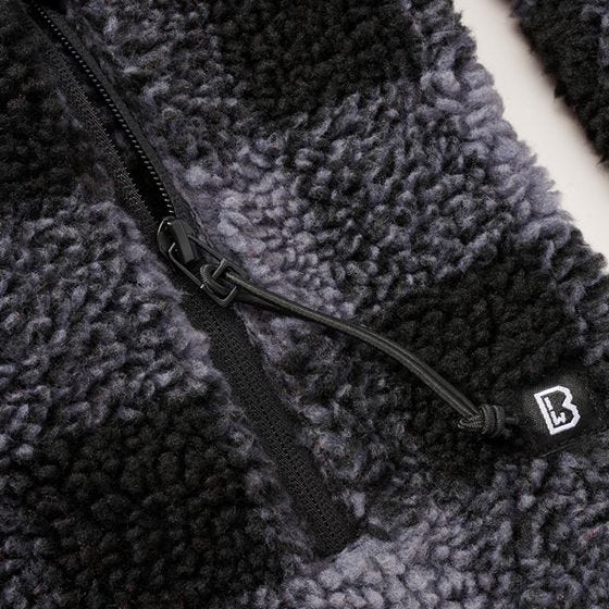 Brandit Giacca Teddyfleece Worker - Nero / Grigio