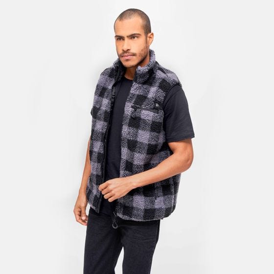 Brandit Gilet Teddyfleece Worker - Nero / Grigio