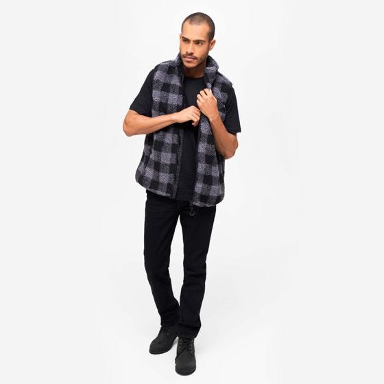 Brandit Gilet Teddyfleece Worker - Nero / Grigio