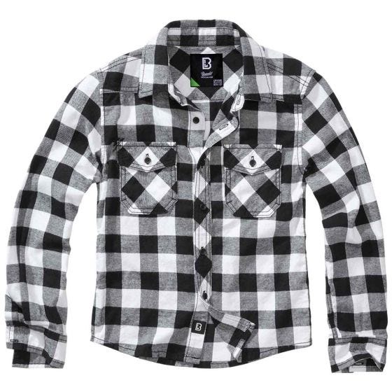 Brandit Camicia a quadri Bambini - Bianco / Nero