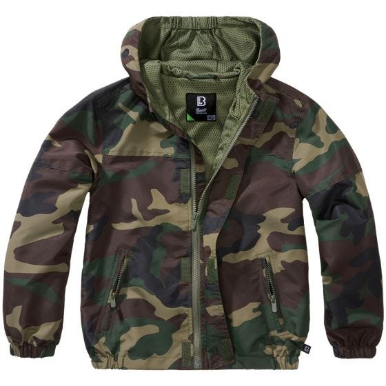 Brandit Giacca Bambini Summer Windbreaker Front Zip - Woodland