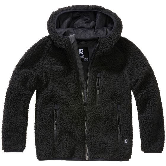 Brandit Giacca con cappuccio Bambini Teddyfleece - Nero