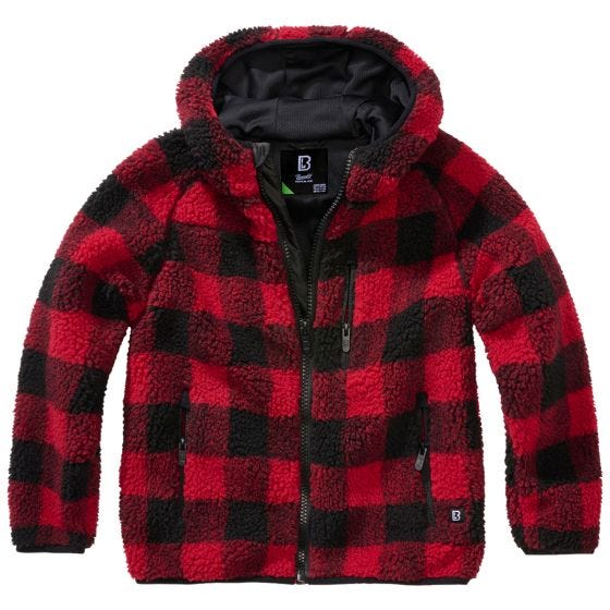 Brandit Giacca con cappuccio Bambini Teddyfleece - Rosso / Nero