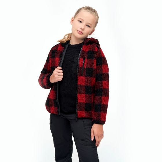 Brandit Giacca con cappuccio Bambini Teddyfleece - Rosso / Nero