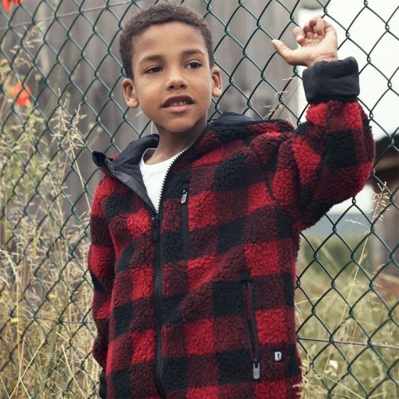 Brandit Giacca con cappuccio Bambini Teddyfleece - Rosso / Nero