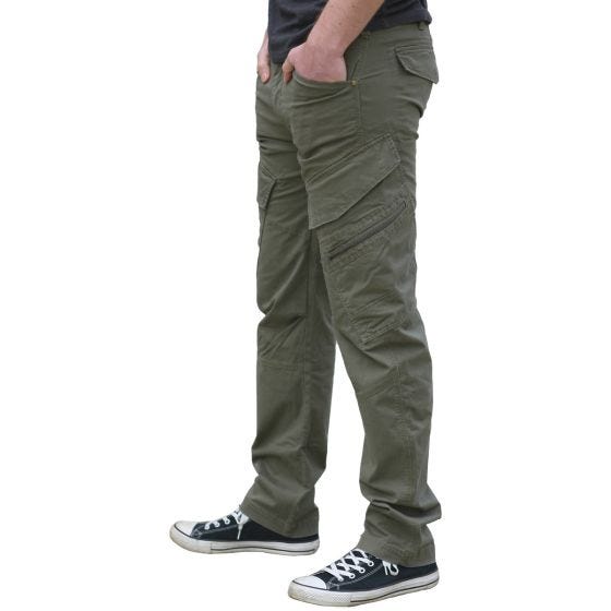 Brandit pantaloni Adven con taglio slim in verde oliva