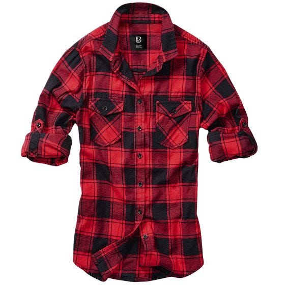 Brandit Camicia Ladies Amy Flanell - Rosso / Nero