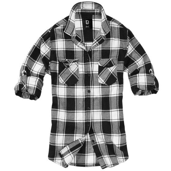 Brandit Camicia Ladies Amy Flanell - Bianco / Nero