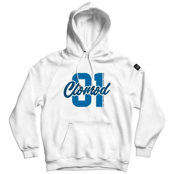 CLOMOD Felpa con cappuccio "One" - bianco